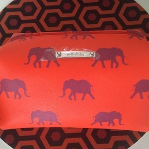 Stella & Dot Makeup Bag Orange Elephant